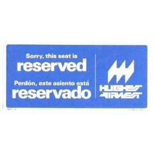   Hughes Airwest Airlines Seat Occupied / Reserved Card 