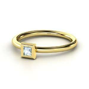  Princess Solitaire Stackable Ring, 14K Yellow Gold Ring 