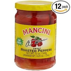 Mancini Roasted Red Peppers, 12 Ounce Glass Jars (Pack of 12)  