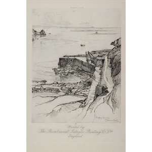1926 Quay Sea Beach Rembrandt Intaglio Gravure Print   Original Print