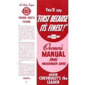    1941 CHEVROLET Full Line Owners Manual User Guide Automotive
