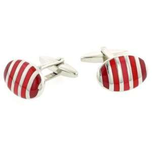 Eye popping oval red lined cufflinks with presentation box 