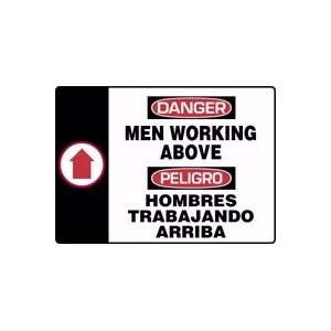  MEN WORKING ABOVE (ARROW) (BILINGUAL) Sign   14 x 20 