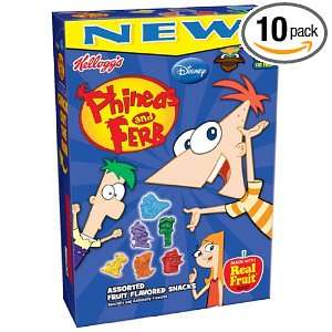Kelloggs Fruit Snacks, Phineas & Ferb, 9 Ounce Boxes (Pack of 10 