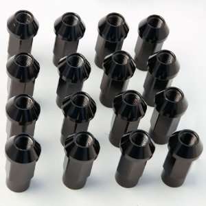   5mm 16 Pieces Black Aluminum Open Ended Wheel Lug Nut Nuts Automotive