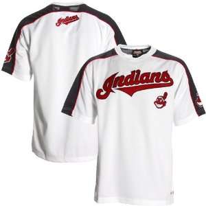  Cleveland Indians White Tackle Twill Crew Premium T shirt 