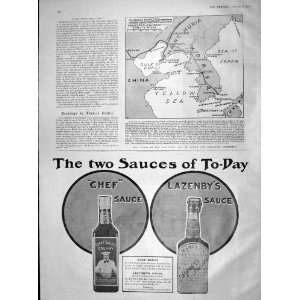  1904 MAP KOREA CHINA YELLOW SEA MANCHURIA LAZENBY SAUCE 