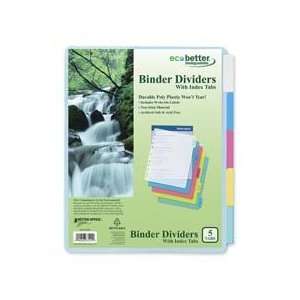   Dividers,Poly,w/ Write on Labels,11HP,5 Tabs/PK,Asst.