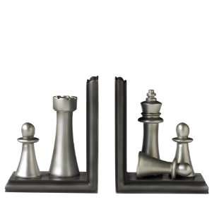  Elements 6 Inch Silver Chess Bookends