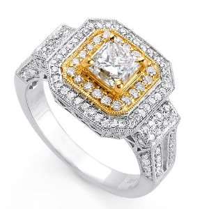  Princess Round Engagement Ring in 18K Two Tone Gold (1.55 