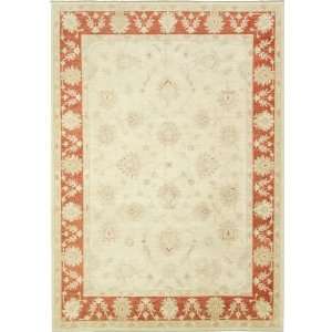  83 x 117 Ivory Hand Knotted Wool Ziegler Rug