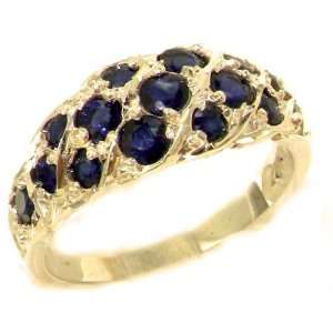 Luxury Ladies Solid Yellow Gold Natural Blue Sapphire Band Ring   Size 