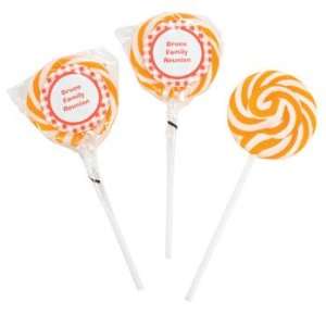 Personalized Orange Gingham Swirl Pops   Suckers & Pops  