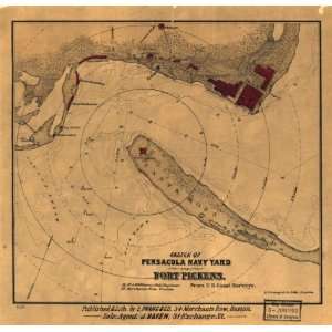  1860s Civil War map of Pensacola Navy Yard, Fl