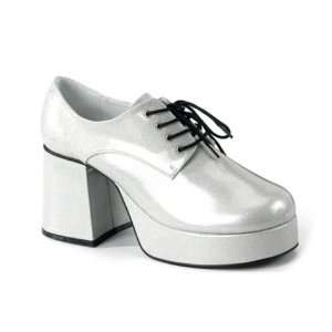  1960s Mens Silver Platform Shoes Fancy Dress Size US 8 9 