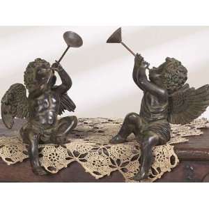  Pack of 4 Urban Fusion Distressed Trumpeting Cherubs 7.5 