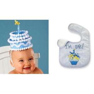  Party Time Boys First Birthday Cake Headband and Cupcake 
