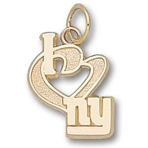  New York Giants NFL I Heart Ny 1/2 Pendant (Gold Plate 