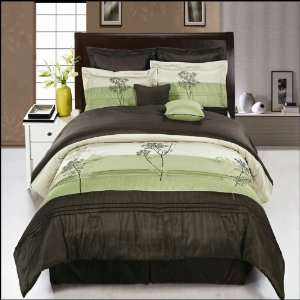  Queen Size Luxury Portland Sage 8 Piece Comforter Bedding 