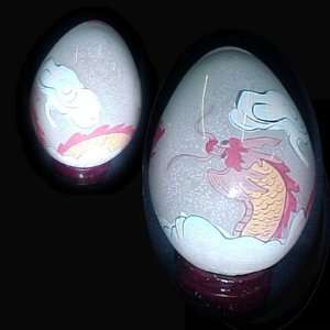  Powerful Red and Orange Dragon 3 Inch Glass Egg 