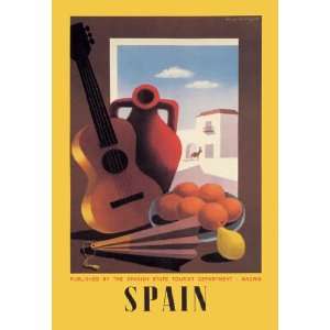  Spain Guitar and Oranges 24X36 Giclee Paper