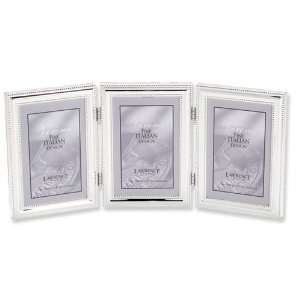  Silver plated Beaded Triple 5x7 Photo Frame Jewelry