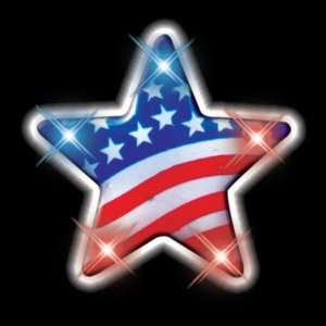  US Flag Star Flashing Blinking Light Up Body Lights Pins 