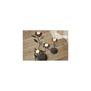  Set/2 Rustic Painted Flower Candle Holders