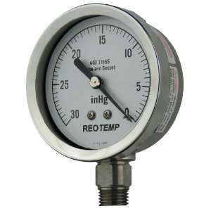 REOTEMP PR25S1A4P01 Heavy Duty Repairable Pressure Gauge, Dry Filled 