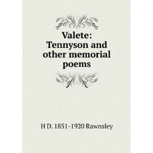    Tennyson and other memorial poems H D. 1851 1920 Rawnsley Books