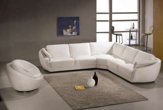 3333 Italian Leather Sectional Sofa Set White  