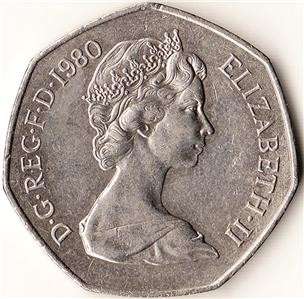 1980 Great Britain (UK) 50 New Pence Large Coin Britannia  