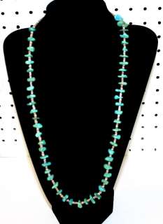 NICE CHUNK TURQUOISE HISHI SHELL BEADS NATIVE AMERICAN INDIAN NECKLACE