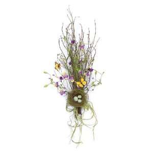  Pack of 6 Pretty Pansy Butterfly & Birds Nest Bouquets 