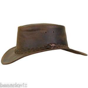 Nullabor Hat Leather Tobacco western wide Brim  