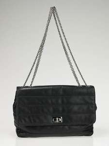  Black Horizontal Quilted Lambskin Leather Mademoiselle Flap Bag  