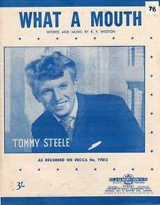 WHAT A MOUTH (Tommy Steele) Original Sheet Music  