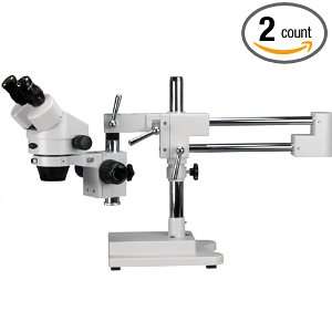 AmScope 7X 45X Binocular Stereo Zoom Microscope + 3D Boom Stand 