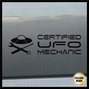 UFO Mechanic Decal, Funny Alien Sticker, Spaceship  