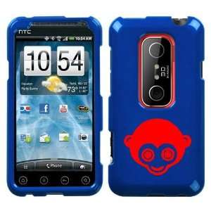  HTC EVO 3D RED MONKEY ON A BLUE HARD CASE COVER 