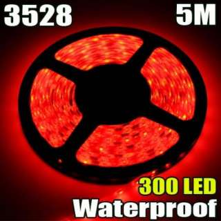 Red 5M Waterproof 300 LED 3528 SMD Flexible LED Light Lamp Strip Car 