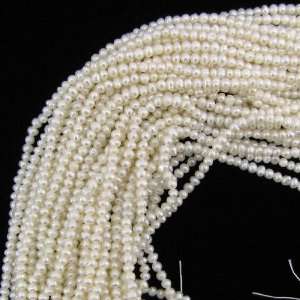  3mm white freshwater pearl rondelle nugget beads15 fwp 