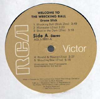 Grace Slick Welcome To The Wrecking Ball LP VG++  