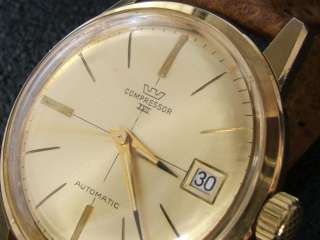 Very Nice 1968 Glycine Compressor XVII Gold plaque Vintage Watch 