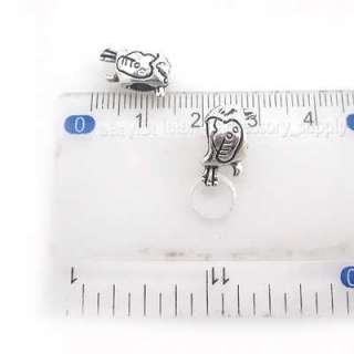 50x Sliver Plated Bird Charms Beads Fit Bracelet 8A0143  