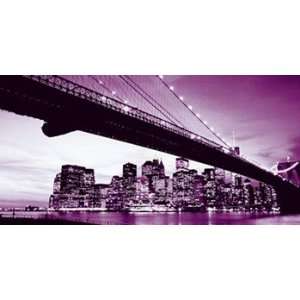  NYC Brooklyn Bridge at Night   Poster (39.3x19.7)