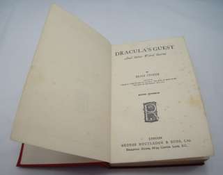 DRACULAS GUEST & OTHER WEIRD STORIES 1914 Bram Stoker 1st Ed 2nd imp 