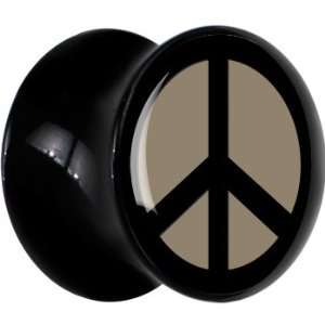  4 Gauge Black Acrylic Peace Sign Saddle Plug Jewelry