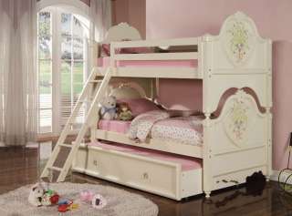 Doll House Cream Twin over Twin Bunk Bed and Trundle  
