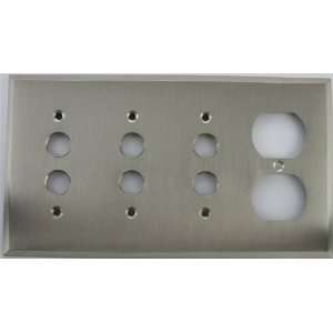  Satin Nickel 4 Gang Wall Plate   3 Push Button Switches 1 